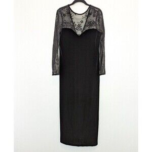 Vintage Fairy Goth Dress Womens Size 8 Black Velvet Sheer Mesh Lace‎ Whimsygoth